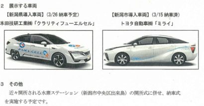 新潟県が今月３１日に燃料電池自動車（FCV）を新潟伊勢丹で展示