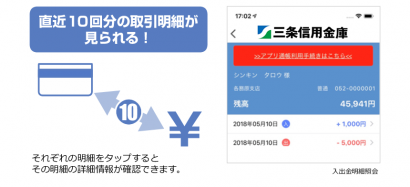 三条信用金庫がスマホ向けアプリ「しんきん通帳アプリ」の取り扱いを開始