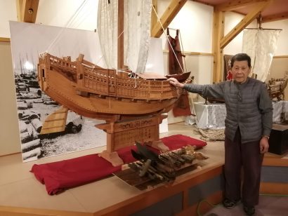 北前船の模型〝大作〟村上歴史文化館で展示中　元船大工の小田智二さん（89）制作