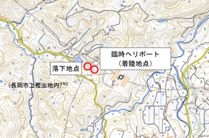 新潟県長岡市で鉄塔の撤去材がヘリから落下