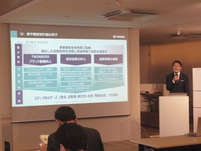 新潟県燕市のツインバード工業株式会社が機関投資家向けの決算説明会を開催