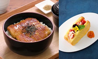 新潟県立阿賀野高等学校の生徒が考案した「まるでウナギ丼」と「シフォンケーキ」が瓦テラスで提供開始