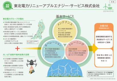 東北電力株式会社が再生可能エネルギー電源のメンテナンスなどのサービスを提供する新会社を設立