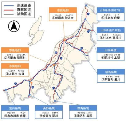 県内５地点で前年比増加、国交省が新潟県内の年末年始における国道の交通情報（速報値）を公表