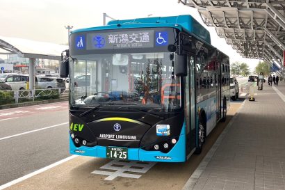 【車内写真あり】新潟空港と新潟駅を繋ぐＥⅤバスが運行開始、脱炭素事業の一環、車内にはUSB充電口も