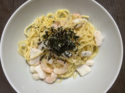 【NIIKEIキシャメシ】6月2日　自作の「たらこクリームの海鮮パスタ」を食す　レシピあり