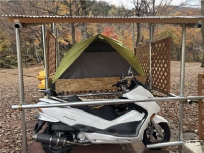 【リニューアル】県立奥只見レクリェーション都市公園（新潟県南魚沼市）のバイクグランピング場、キャンプギアを充実