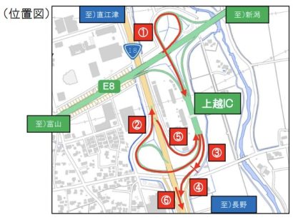 【道路情報】北陸道・上越IC、工事による夜間閉鎖実施　10月1日から（新潟県上越市）