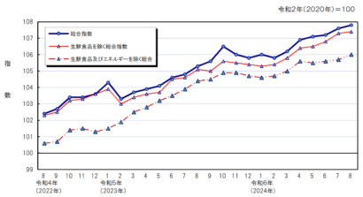 【2024年8月数値】前年同月比で電気代は21％増、新潟市の消費者物価指数が発表